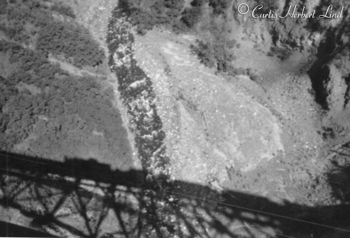 Another train shadow in the gulch under the Hurricane Bridge. We assume it was taken from the caboose.