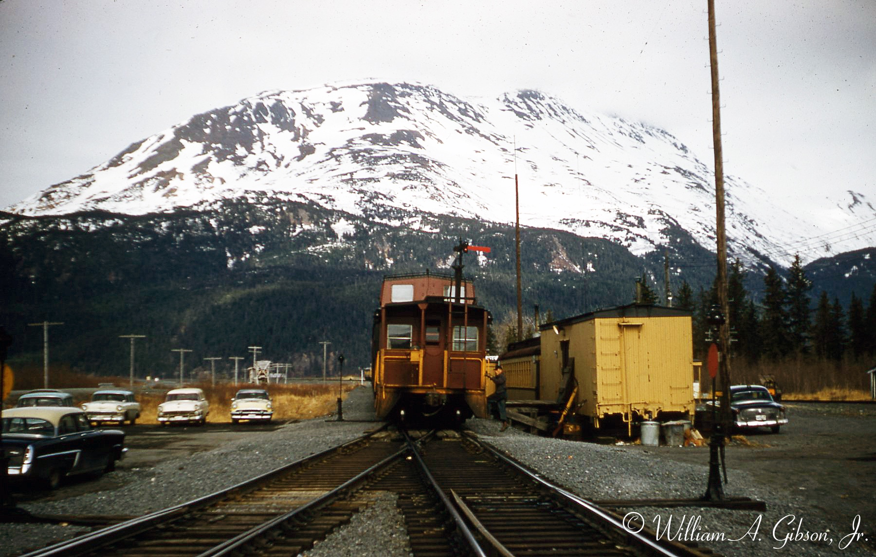 Extra 1506 North leaves Portage, 4/14/1957.